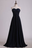 Sweetheart With Ruffles And Applique Chiffon A Line Prom Dresses