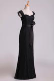 Black Off The Shoulder Bridesmaid Dresses Sheath Floor Length Lace