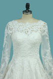 A Line Scoop Satin Wedding Dresses With Applique New Arrival