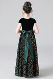 A Line Cap Sleeve Beading Floor Length Dancing Dresses Flower Girl Dresses