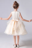 Cute A Line Sleeveless Short Flower Girl Dresses With Beading Waist