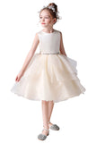 Cute A Line Sleeveless Short Flower Girl Dresses With Beading Waist