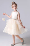 Cute A Line Sleeveless Short Flower Girl Dresses With Beading Waist