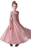 A Line Chiffon Sleeveless Flower Girl Dresses With Pleats