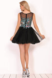 Homecoming Dresses A-Line Scoop Short/Mini Tulle With Beads&Appliques