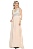 Scoop Open Back Prom Dresses A Line Chiffon With Beads&Appliques