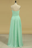 Chiffon Bridesmaid Dresses Sweetheart Ruffled Bodice Floor Length A Line