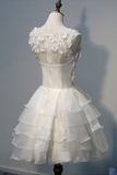 A Line Scoop Organza With Handmade Flowers Short/Mini Homecoming Dresses