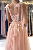 A line Tulle Sweetheart Pink Formal Evening Dresses Long Prom Dresses