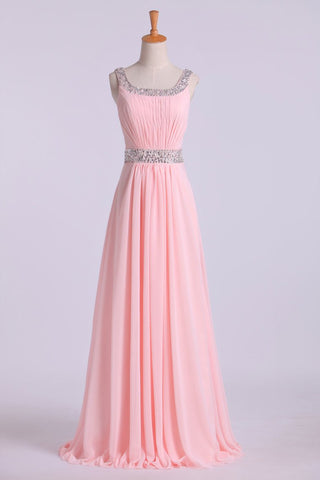 Prom Dresses A-Line Floor Length Straps Chiffon