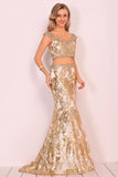 Prom Dresses V Neck Mermaid Tulle With Beads&Sequins