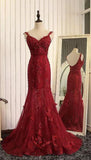 Stunning Mermaid Prom Dresses Uk with Lace Appliques JS708