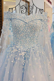 Off The Shoulder Wedding Dresses A Line With Beading Court Train Tulle Lace Up