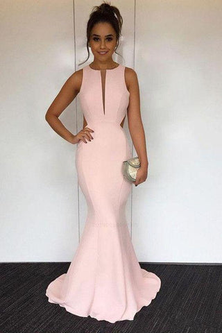 New Arrival Mermaid Satin Open Back Prom Evening Dresses