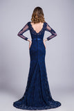 V-Neck Evening Dresses Mermaid With Applique Lace And Tulle