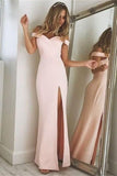 Off The Shoulder Pink Long Prom Dresses Evening Dresses Party Dresses