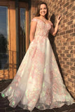 Luxury Off the Shoulder Sweetheart Pink Lace Appliques Prom Dress with SJS15652