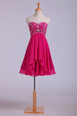 Splendid A Line Short Homecoming Dresses Beaded Bodice With Layered Chiffon Skirt