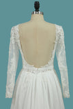 Long Sleeves A Line Scoop Wedding Dresses With Applique And Sash