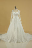 Long Sleeves Wedding Dresses Tulle With Applique A Line