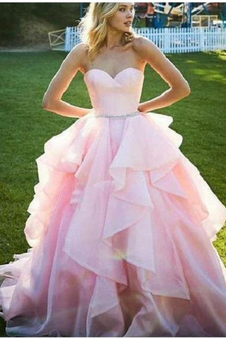 Ball Gown Sleeveless V-Neck Floor-Length Beading Tulle Dresses