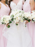 Simple Pink Mismatched A-Line Bridesmaid Dresses, Elegant Chiffon Bridesmaid Dress SJS15397