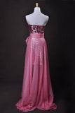 Pink Sheath/Column Strapless Asymmetrical Chiffon Lace Cz