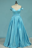 New Arrival Off The Shoulder Prom Dresses A Line Satin With Beads