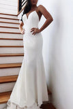 Princess Spaghetti Straps Backless V Neck Mermaid Wedding Dresses Bridal Dresses SJS15306