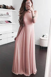 Bateau Prom Dresses A Line Chiffon Floor Length Zipper Up