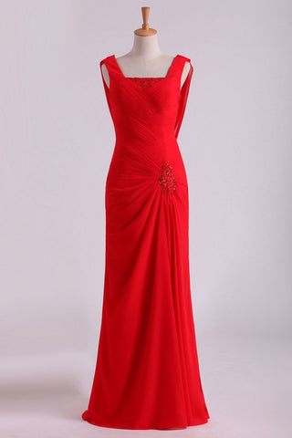 Red Evening Dresses Scoop Mermaid/Trumpet Red Sweep Train