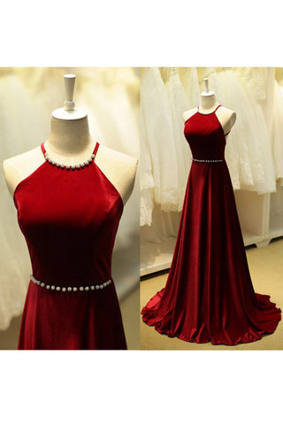 Spaghetti Straps Prom Dresses A Line Satin With Beading Sweep Train