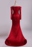 Prom Dresses Mermaid/Trumpet Spandex With Applique Sweep Train Red