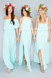 Chiffon Cheap Long Pretty Young Mix And Match Side Split Bridesmaid Dresses