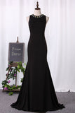 New Arrival Scoop With Beading Mermaid Spandex Evening Dresses