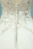 Wedding Dress V Neck Beaded Bodice A Line Tulle With Embroidery And Beads