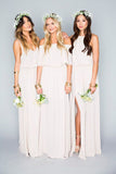 Chiffon Cheap Long Pretty Young Mix And Match Side Split Bridesmaid Dresses