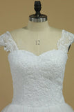 A Line Wedding Dresses Cap Sleeve With Applique Tulle