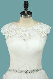 Wedding Dresses Scoop Tulle With Applique And Ruffles Sweep Train