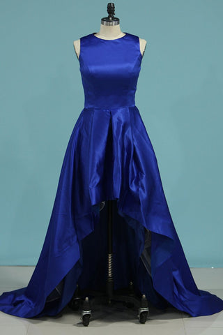 Asymmetrical Scoop Prom Dresses A Line Satin Zipper Up