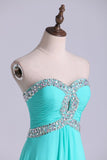 Prom Dresses A Line Floor Length Sweetheart Chiffon With Rhinestone