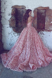 New Arrival Lace Prom Dresses Sweetheart A Line Sweep Train