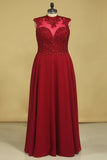 High Neck Prom Dresses Beaded Bodice Burgundy/Maroon A Line Chiffon Open Back