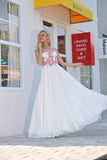 Prom Dresses Scoop Chiffon With Applique And Ruffles A Line