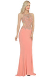 Sexy Open Back Scoop Open Back Prom Dresses With Beads Spandex