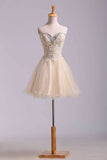 Lovely Homecoming Dresses A Line Sweetheart Short Mini Color Champagne