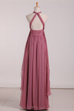 Sexy Open Back Bridesmaid Dresses Chiffon With Ruffles And Sash