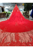 Ball Gown Wedding Dresses High Neck Aline Top Quality Appliques Tulle Beading