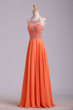 Halter Prom Dress Beaded Bodice A Line Chiffon Long Chic Dresses