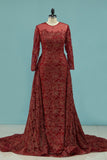 Bling Bling Evening Dresses Burgundy Mermaid Scoop Sweep/Brush Sequins Lace